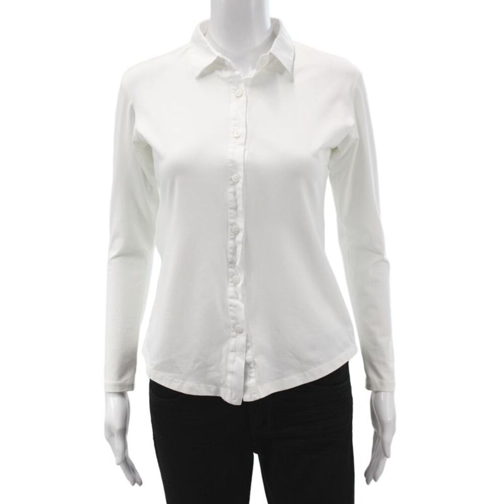 Jill McGowan Womens Button-Up Long Sleeve White Cotton Top Size XS